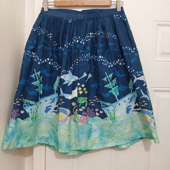 Modcloth womens small peterpan top and skirt set blue skirt has pockets - Picture 6 of 9